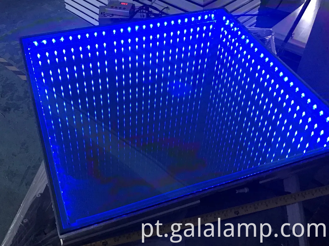 RGB Infinity Mirror Dance Floor Lights com vidro de efeito 3D